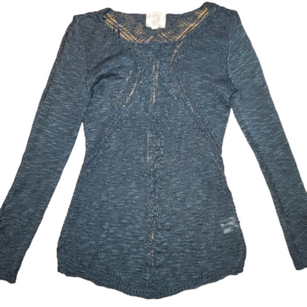 Hippie Rose Knit Acrylic Knit Top Sweater Blue Women's Sz small